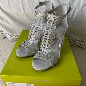 Gianni Buniel Silver Jeweled Kelleen Heels